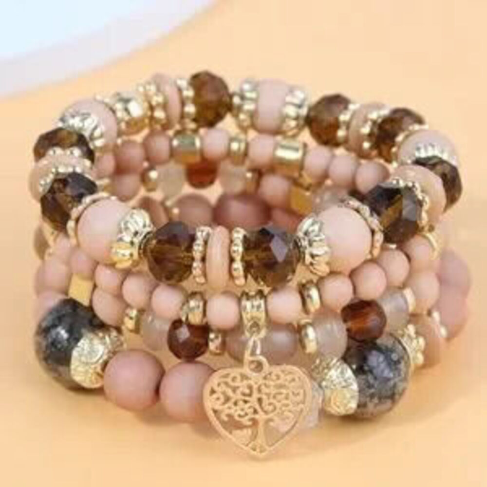 Tree of Life Heart Bead Bracelet Set